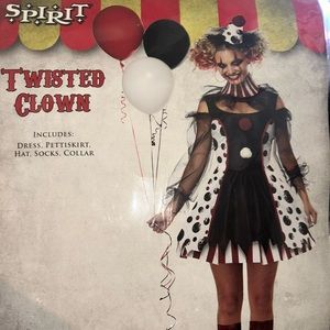 Women’s twisted clown costume size medium adult. SOCKS NOT INCLUDED